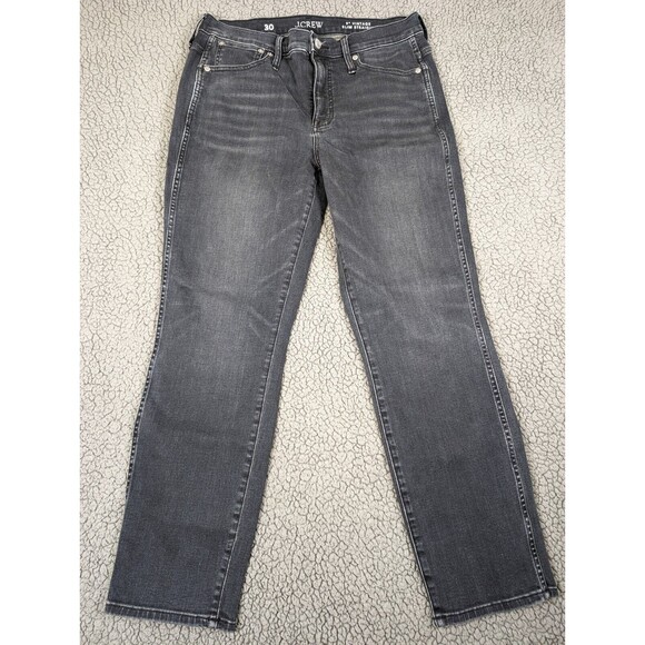 J Crew 9" Mid Rise Vintage Slim Straight Jeans in Charcoal Black Gray Wash Sz 25 - Picture 2 of 10